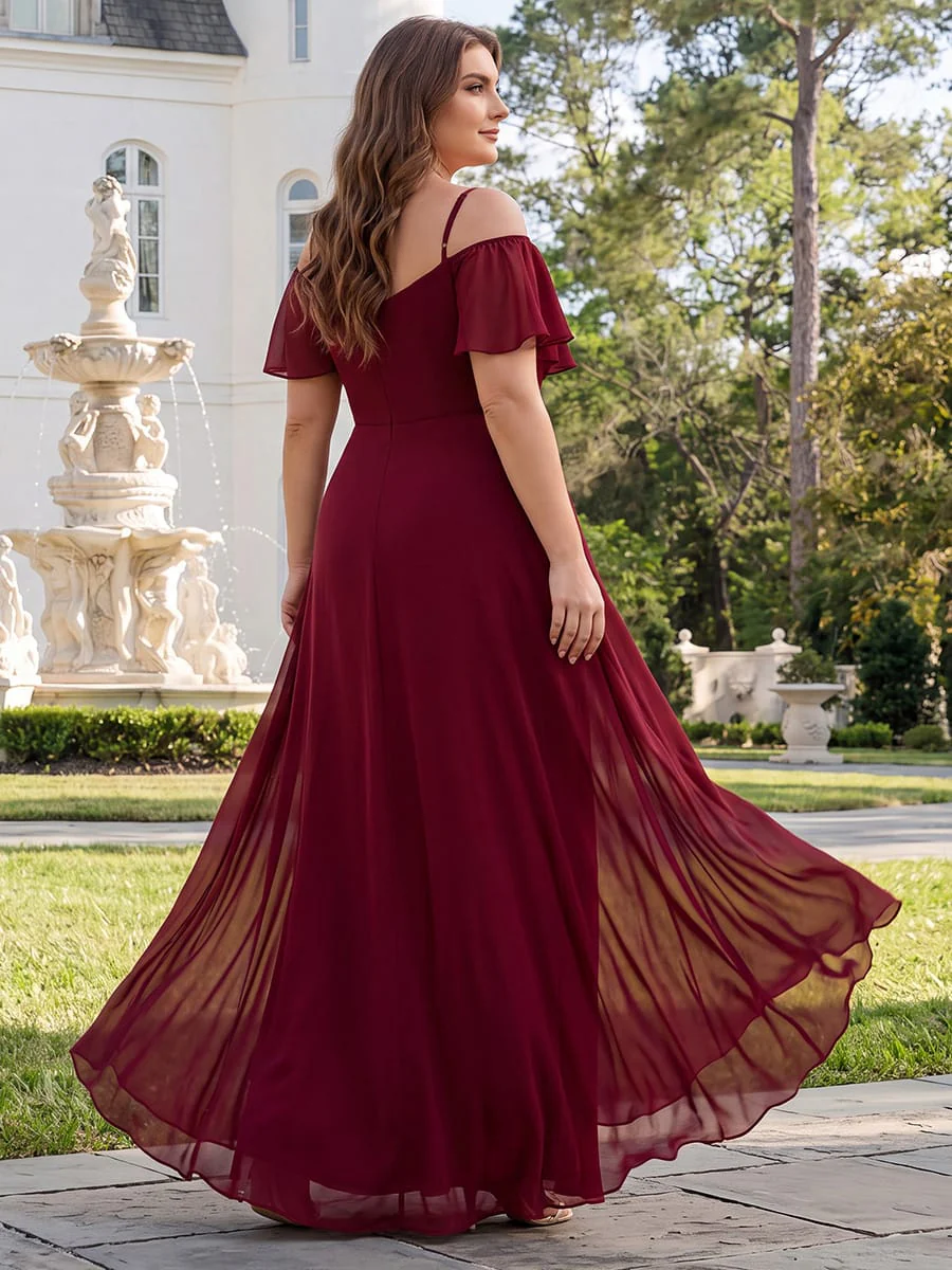 ever REYA|Stylish Cold-Shoulder Floor Length Bridesmaid Dress with Side Slit - Image 62
