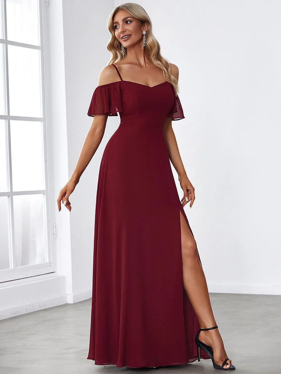 Top Picks Burgundy Elegant Chiffon Dresses - Image 130