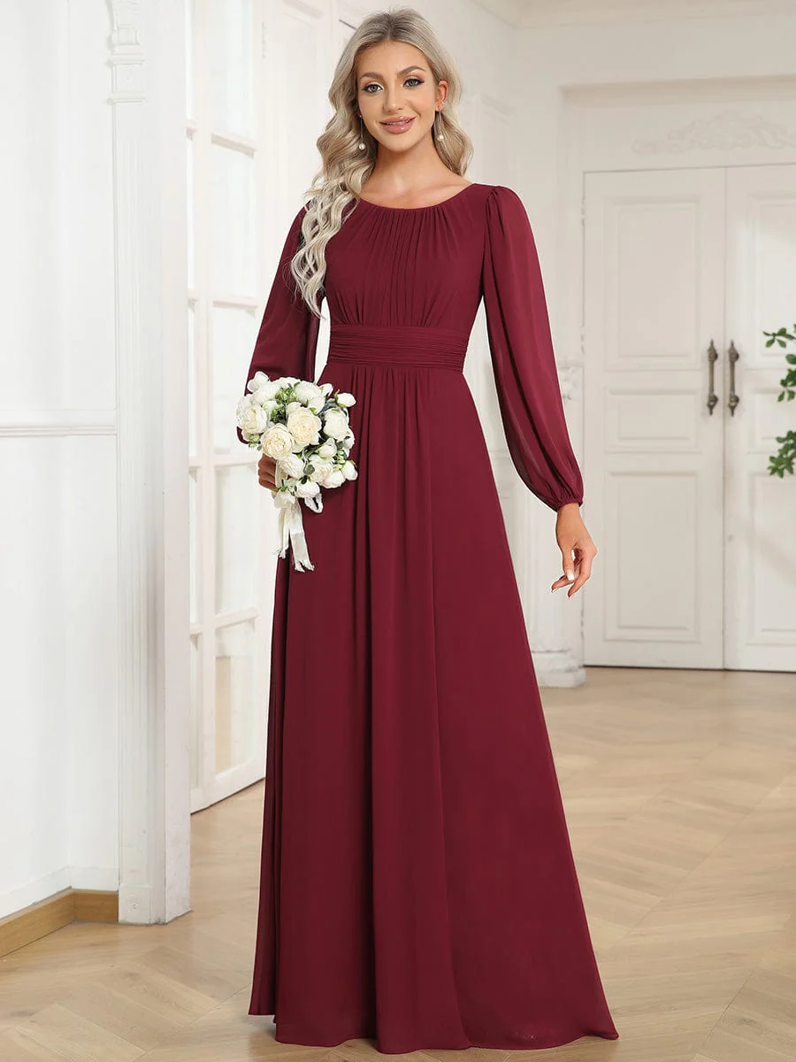 Top Picks Burgundy Elegant Chiffon Dresses - Image 74