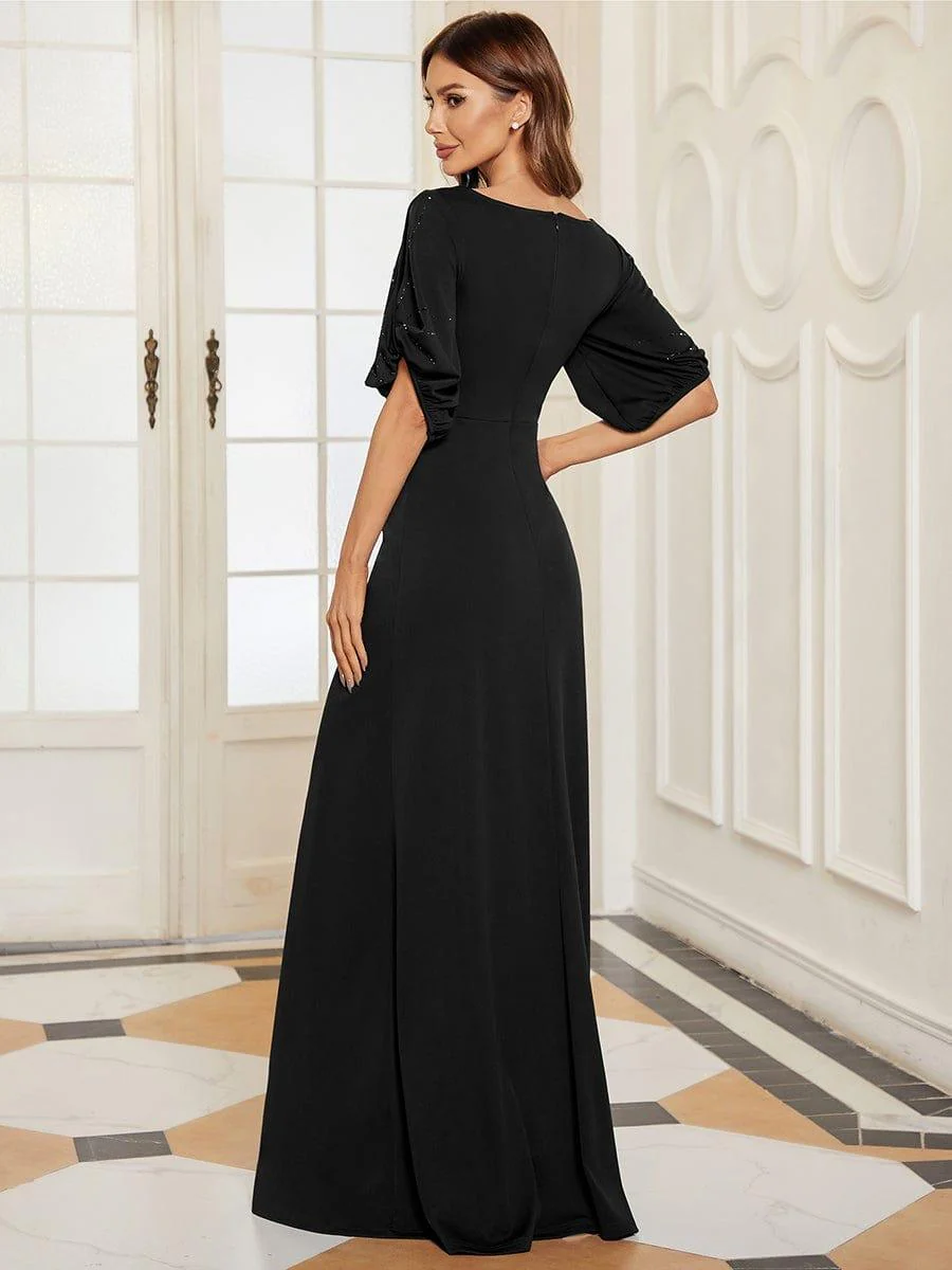 ever VICOTIRE|Trendy Round Neck Floor Length Evening Dress for Women (Final Sale) - Image 8