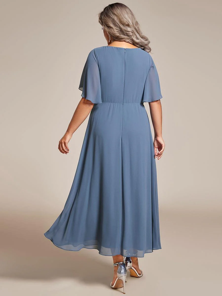 ever DAHLIA|V-Neck Chiffon Midi Evening Dress with Waist Applique (Final Sale) - Image 29