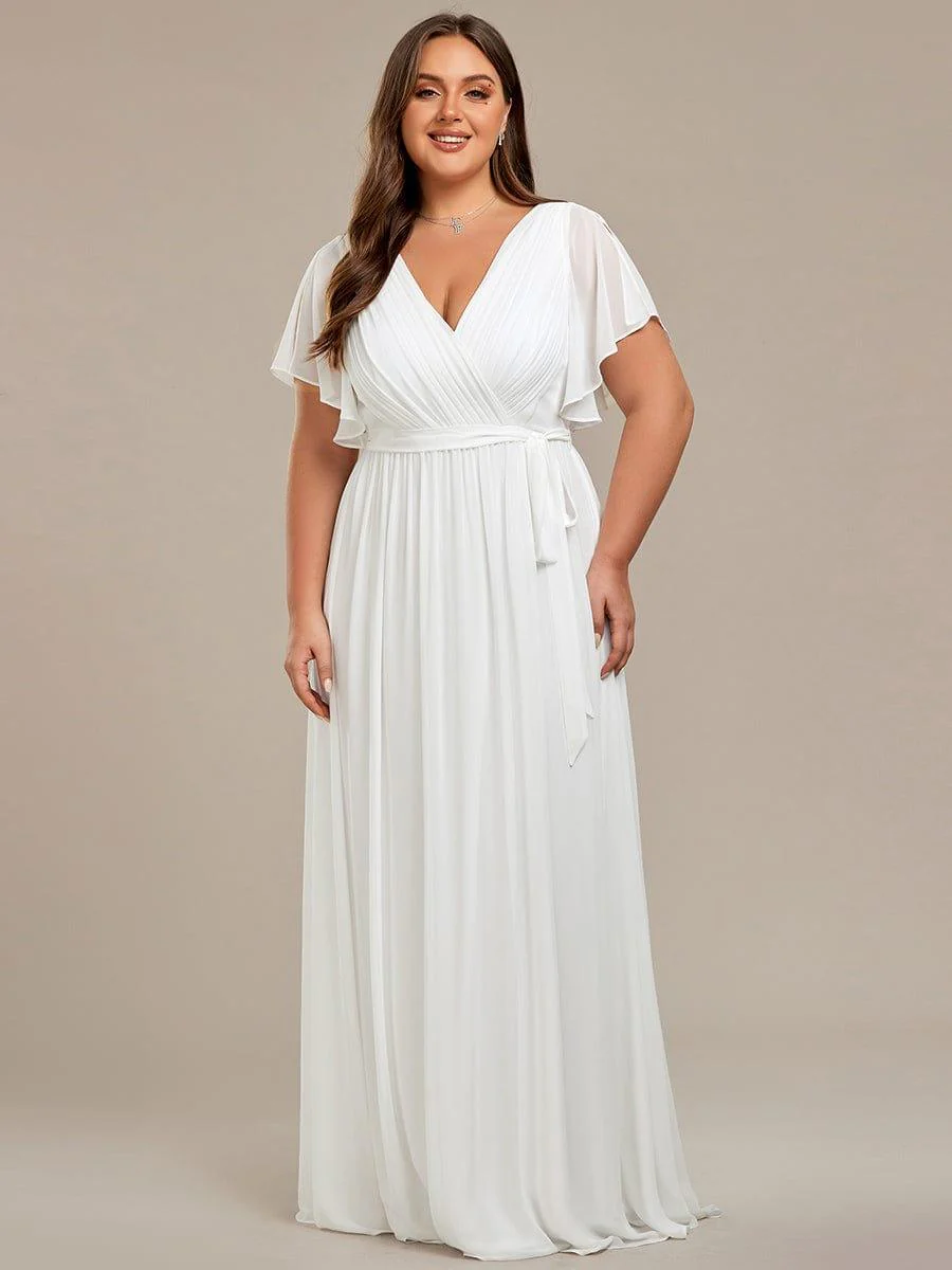 ever LEORA|V-Neck Flutter Sleeve Floor-Length A-Line Chiffon Bridesmaid Dress - Image 30