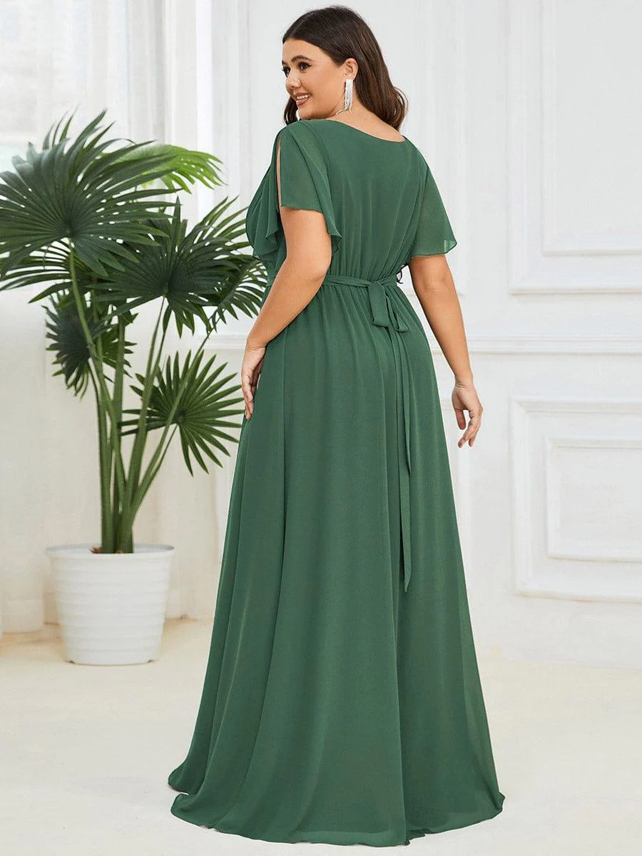 ever LEORA|V-Neck Flutter Sleeve Floor-Length A-Line Chiffon Evening Dress - Image 103