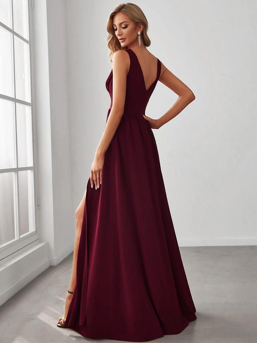 ever SORAYA|V-Neck High Slit Empire Waist Floor-Length Evening Dress - Image 10