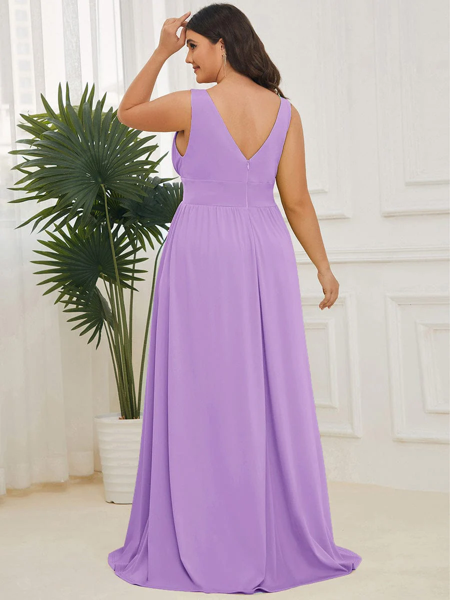ever SORAYA|V-Neck High Slit Empire Waist Floor-Length Evening Dress - Image 141