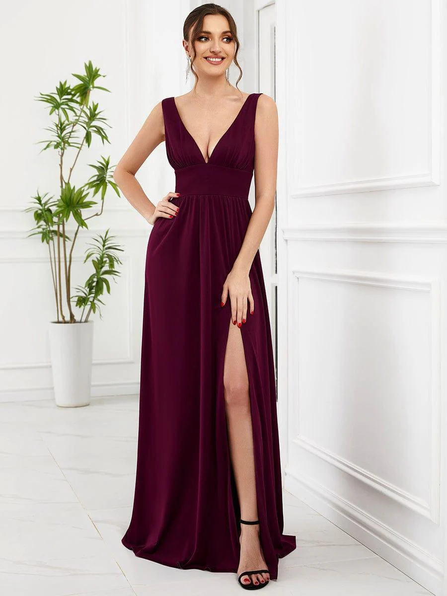 ever SORAYA|V-Neck High Slit Empire Waist Floor-Length Evening Dress - Image 53