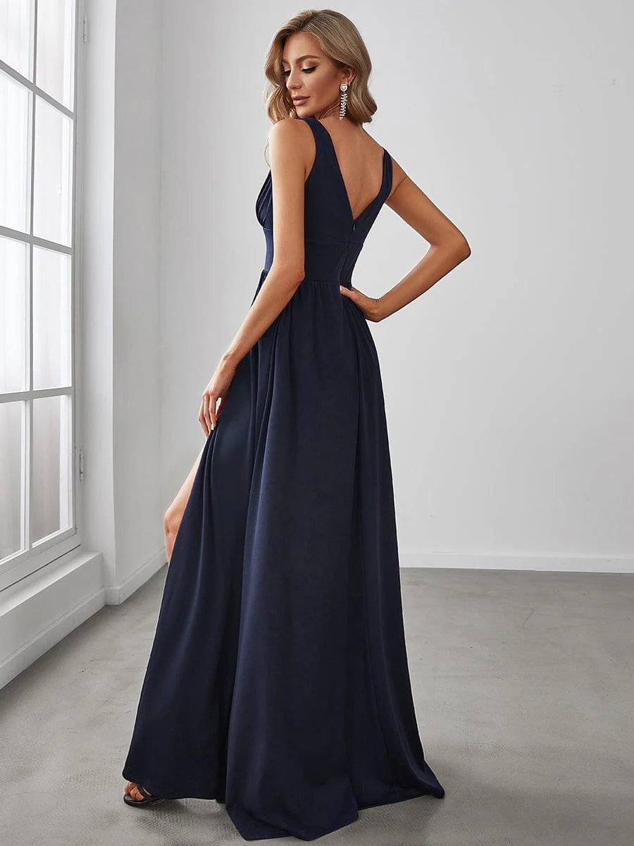 ever SORAYA|V-Neck High Slit Empire Waist Floor-Length Evening Dress - Image 69