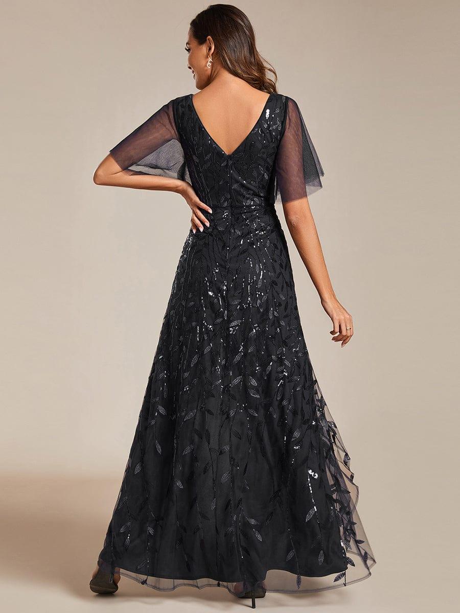 ever ALIX|V-Neck High Slit Sequined Wedding Guest Dresses - Image 16
