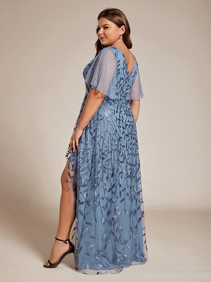 ever ALIX|V-Neck High Slit Sequined Wedding Guest Dresses - Image 36