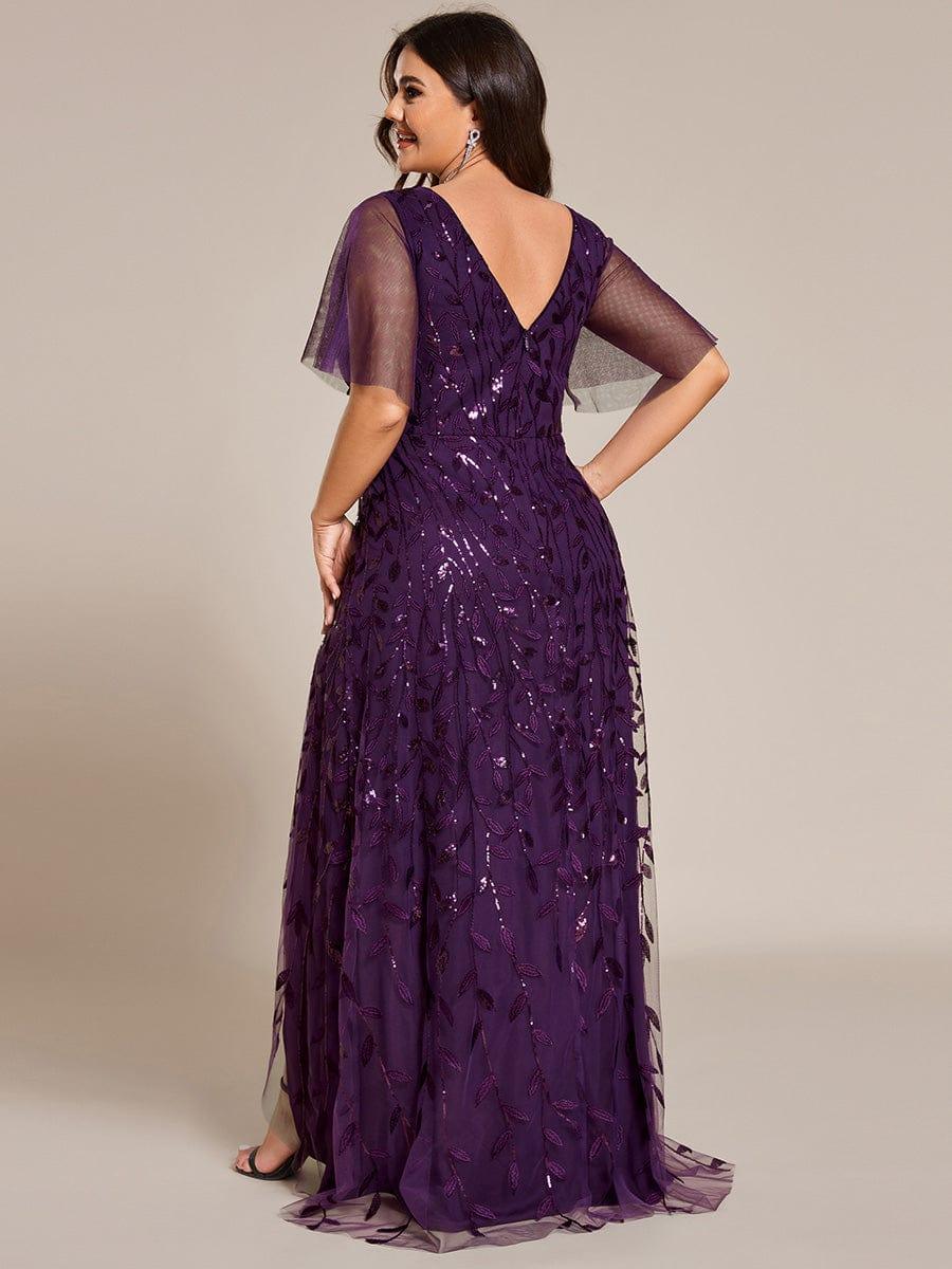 ever ALIX|V-Neck High Slit Sequined Wedding Guest Dresses - Image 79