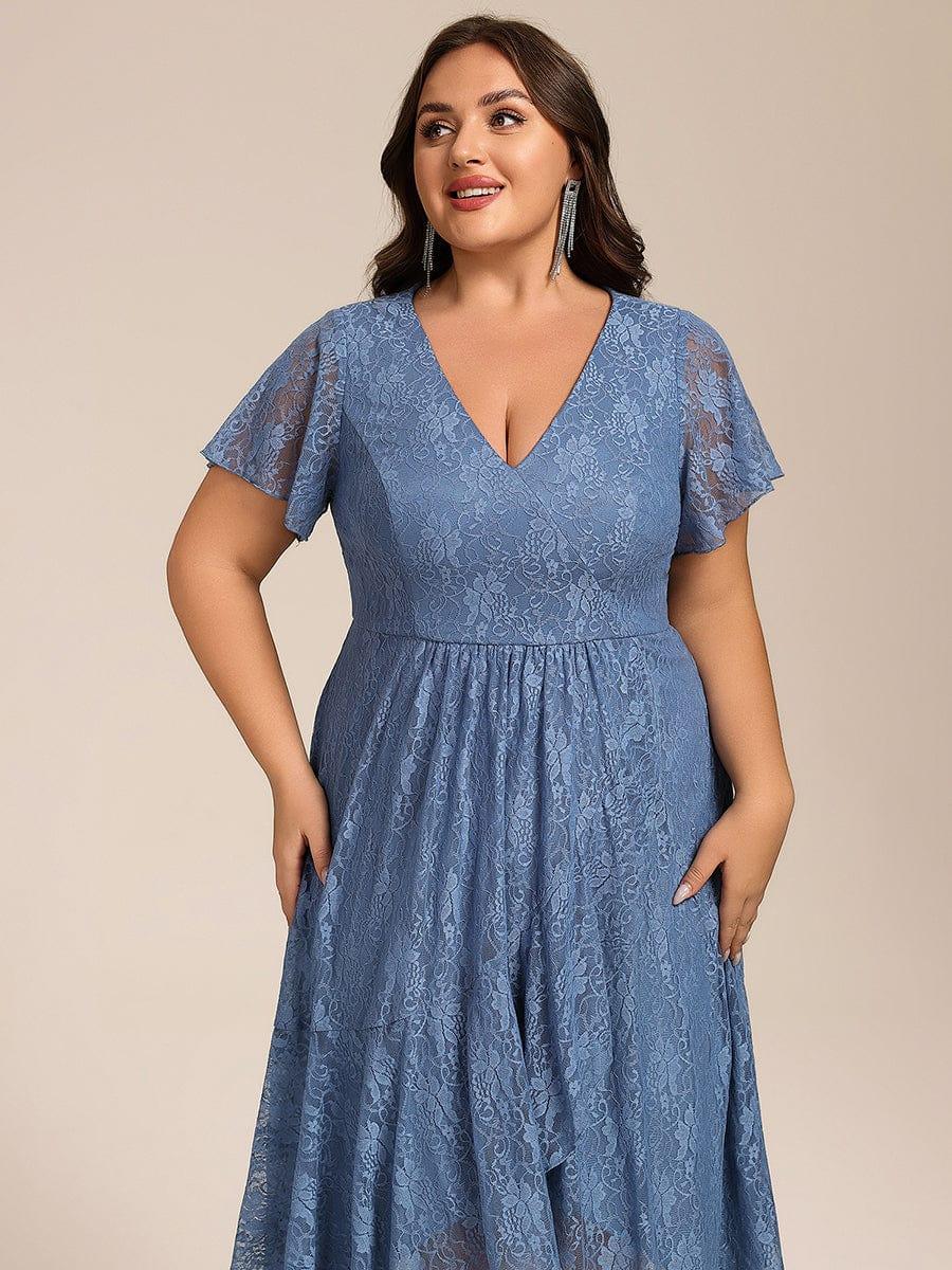 ever PALOMA|V-Neck Lace Lotus Leaf Ruffles Sleeve Midi Length Evening Dress - Image 18
