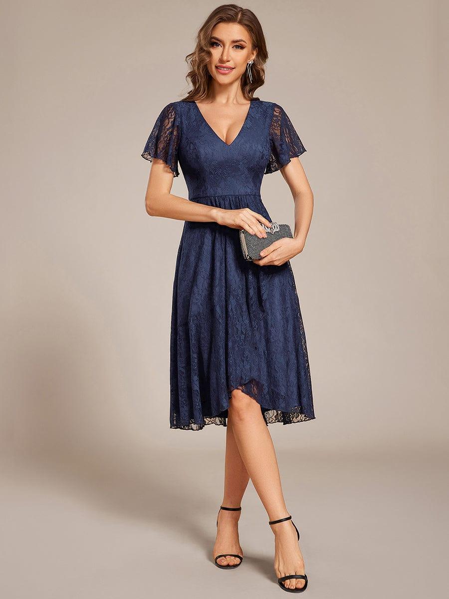 ever PALOMA|V-Neck Lace Lotus Leaf Ruffles Sleeve Midi Length Wedding Guest Dress - Image 25