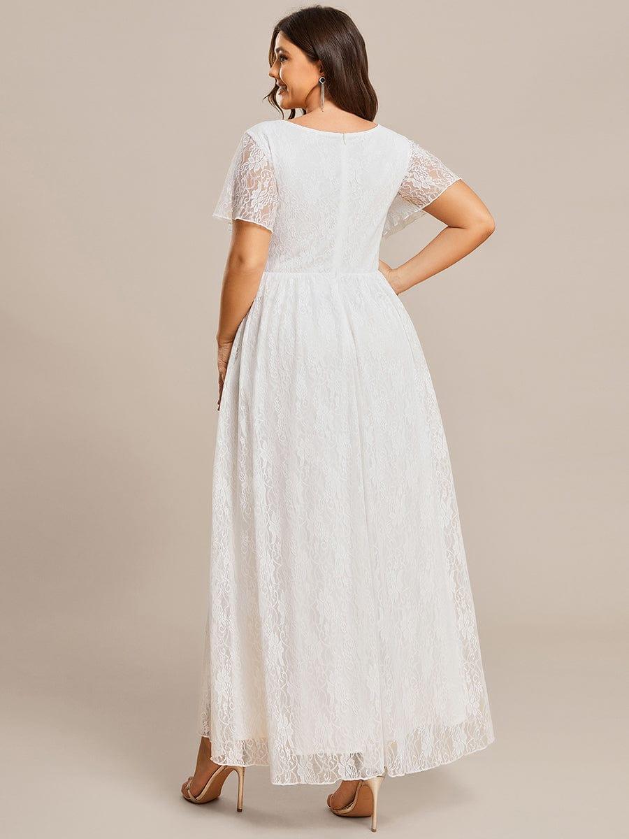 ever ELISE|V-Neck Short Sleeve Pleated Ruffled Lace Mother of the Bride Dress - Image 17