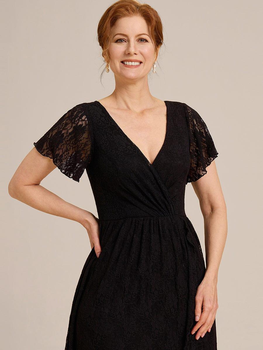 ever ELISE|V-Neck Short Sleeve Pleated Ruffled Lace Mother of the Bride Dress - Image 28