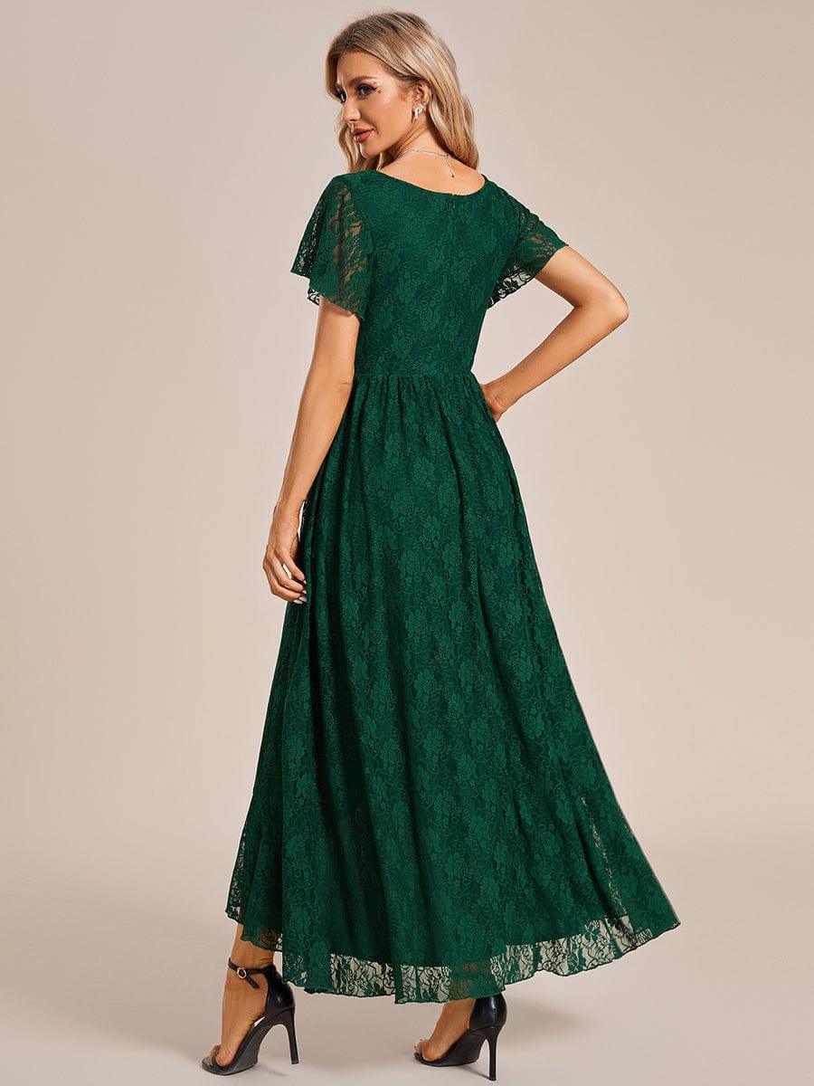 ever ELISE|V-Neck Short Sleeve Pleated Ruffled Lace Mother of the Bride Dress - Image 37