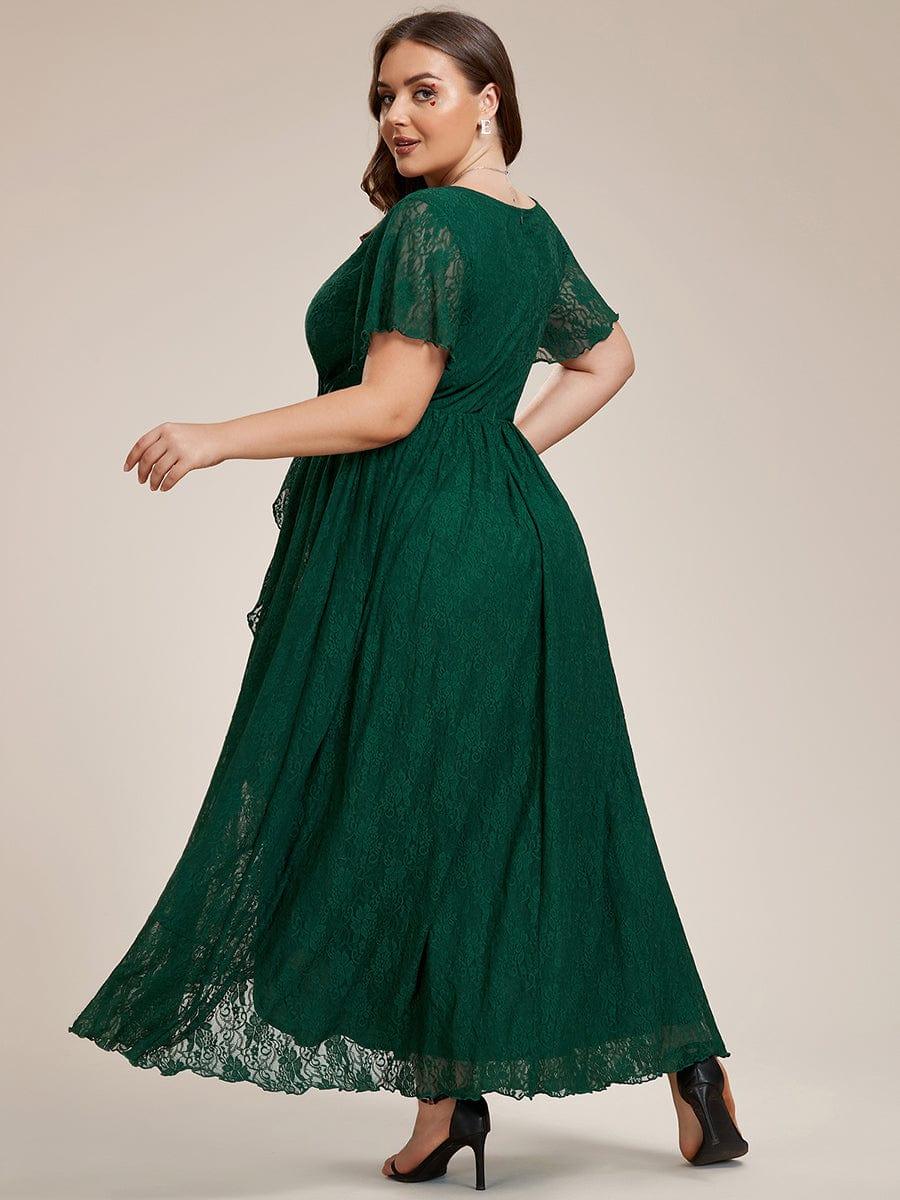 ever ELISE|V-Neck Short Sleeve Pleated Ruffled Lace Mother of the Bride Dress - Image 41