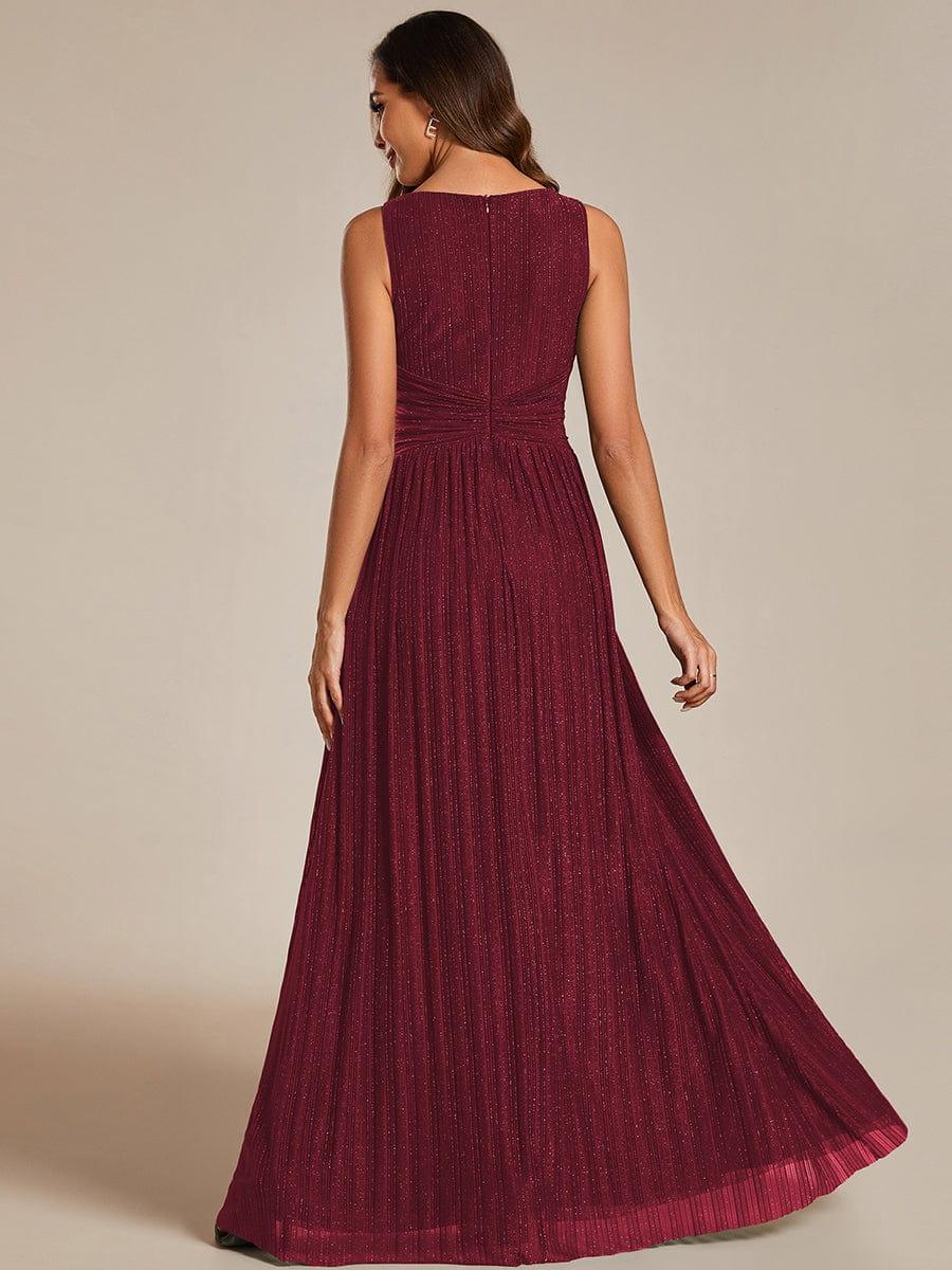 V-Neck Sleeveless A-Line Evening Dress with Subtle Glitter - Image 2