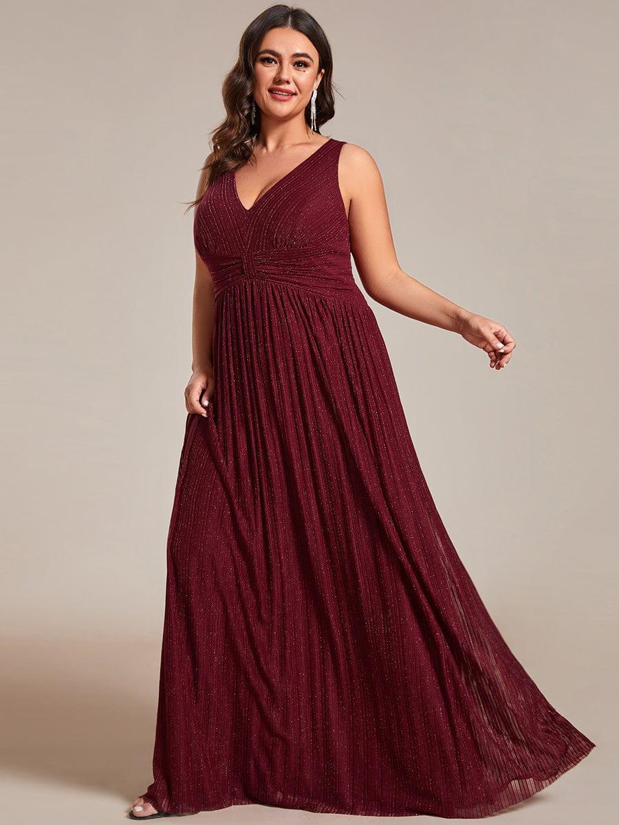 V-Neck Sleeveless A-Line Evening Dress with Subtle Glitter - Image 6