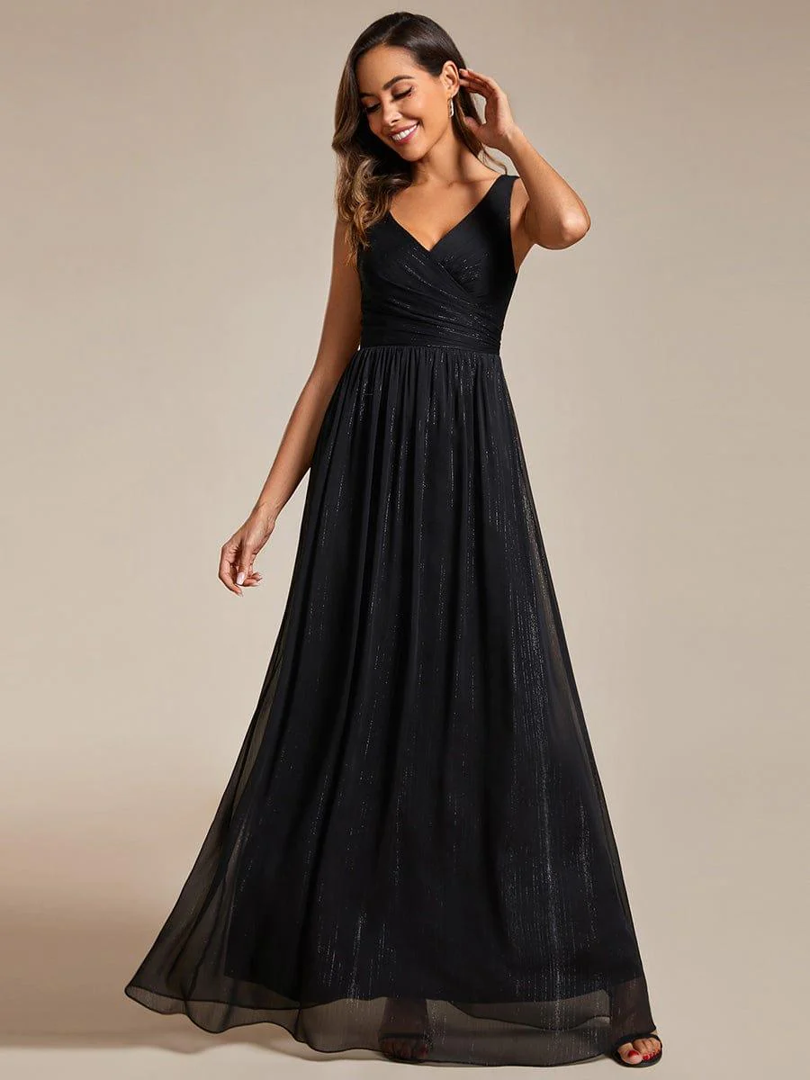 V-Neck Sleeveless Evening Dresses with Delicate Glitter - Image 3