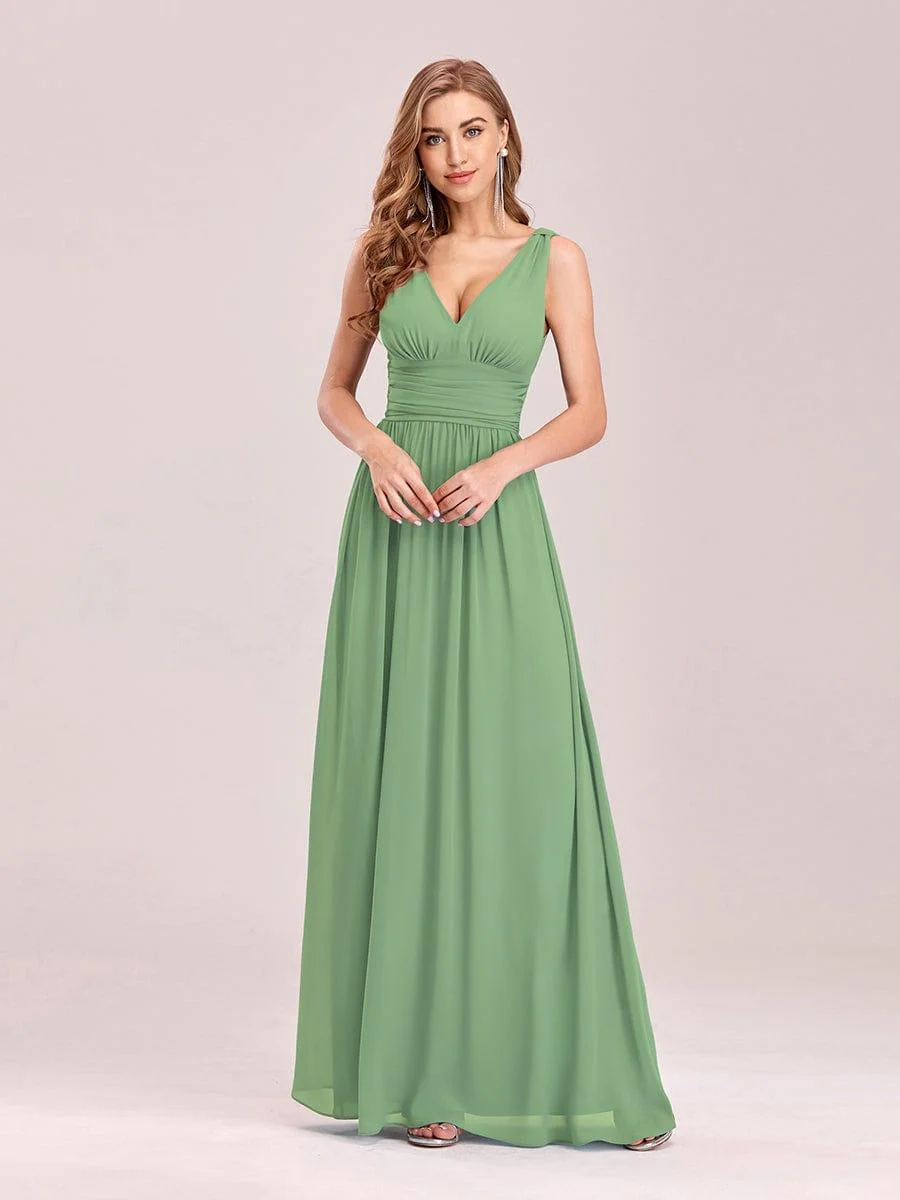 ever HUSH|V Neck Sleeveless Pleated Chiffon Maxi Mother Of The Bride Dresses - Image 29