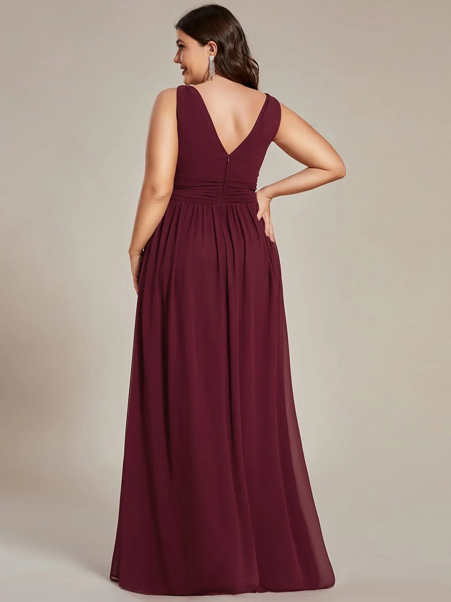 ever HUSH|V Neck Sleeveless Pleated Chiffon Maxi Mother Of The Bride Dresses - Image 56