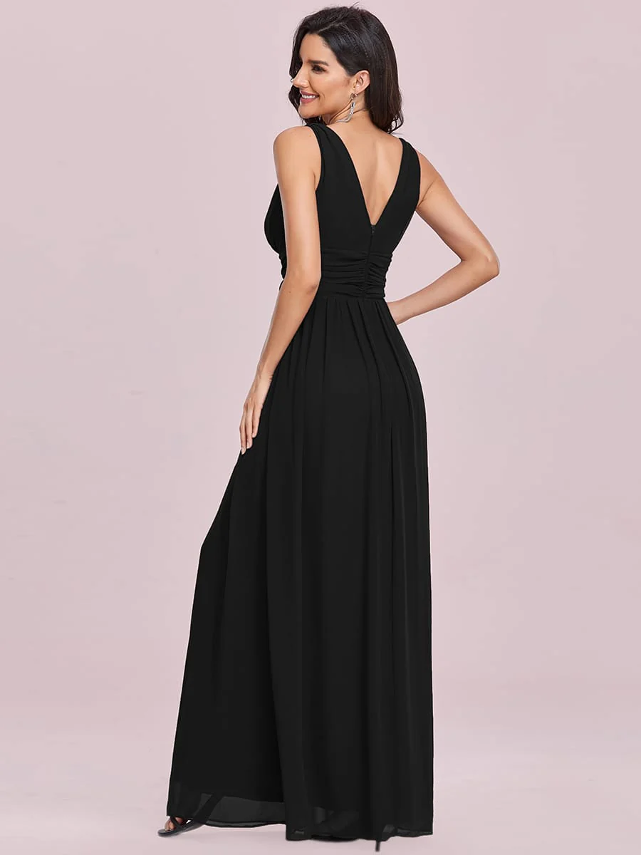 ever HUSH|V Neck Sleeveless Pleated Chiffon Maxi Mother Of The Bride Dresses - Image 69