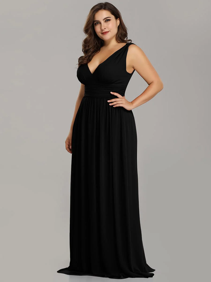 ever HUSH|V Neck Sleeveless Pleated Chiffon Maxi Mother Of The Bride Dresses - Image 75