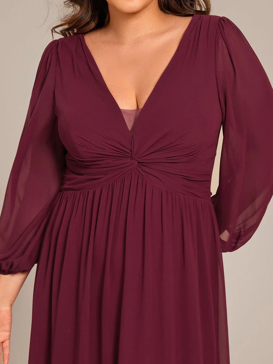 ever TRU|V-Neck Twist Front Long Sleeve Chiffon Evening Maxi Dress - Image 10