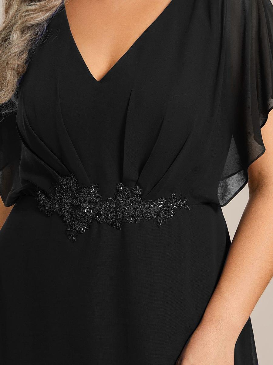 ever LILAS|Waist Applique A-Line Chiffon V-Neck Evening Dress - Image 11