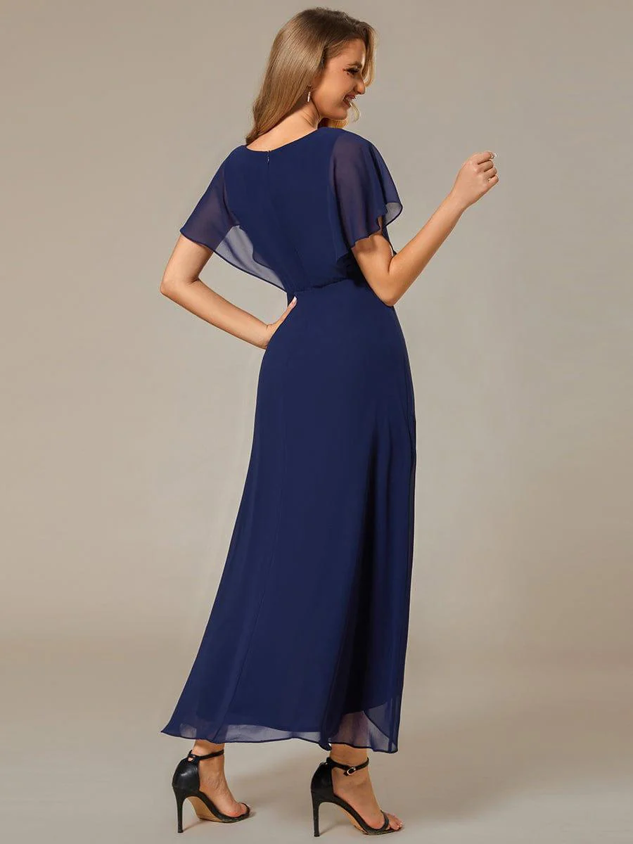 ever LILAS|Waist Applique A-Line Chiffon V-Neck Evening Dress - Image 2