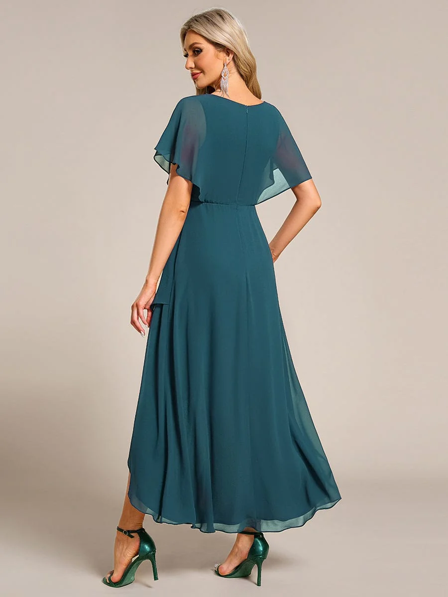ever LILAS|Waist Applique A-Line Chiffon V-Neck Evening Dress - Image 76