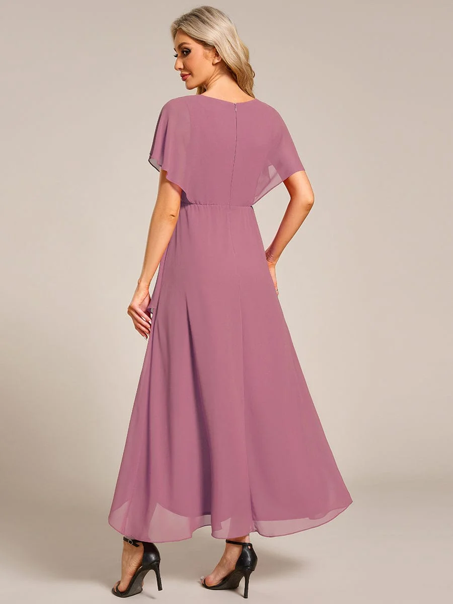 ever LILAS|Waist Applique A-Line Chiffon V-Neck Evening Dress - Image 91