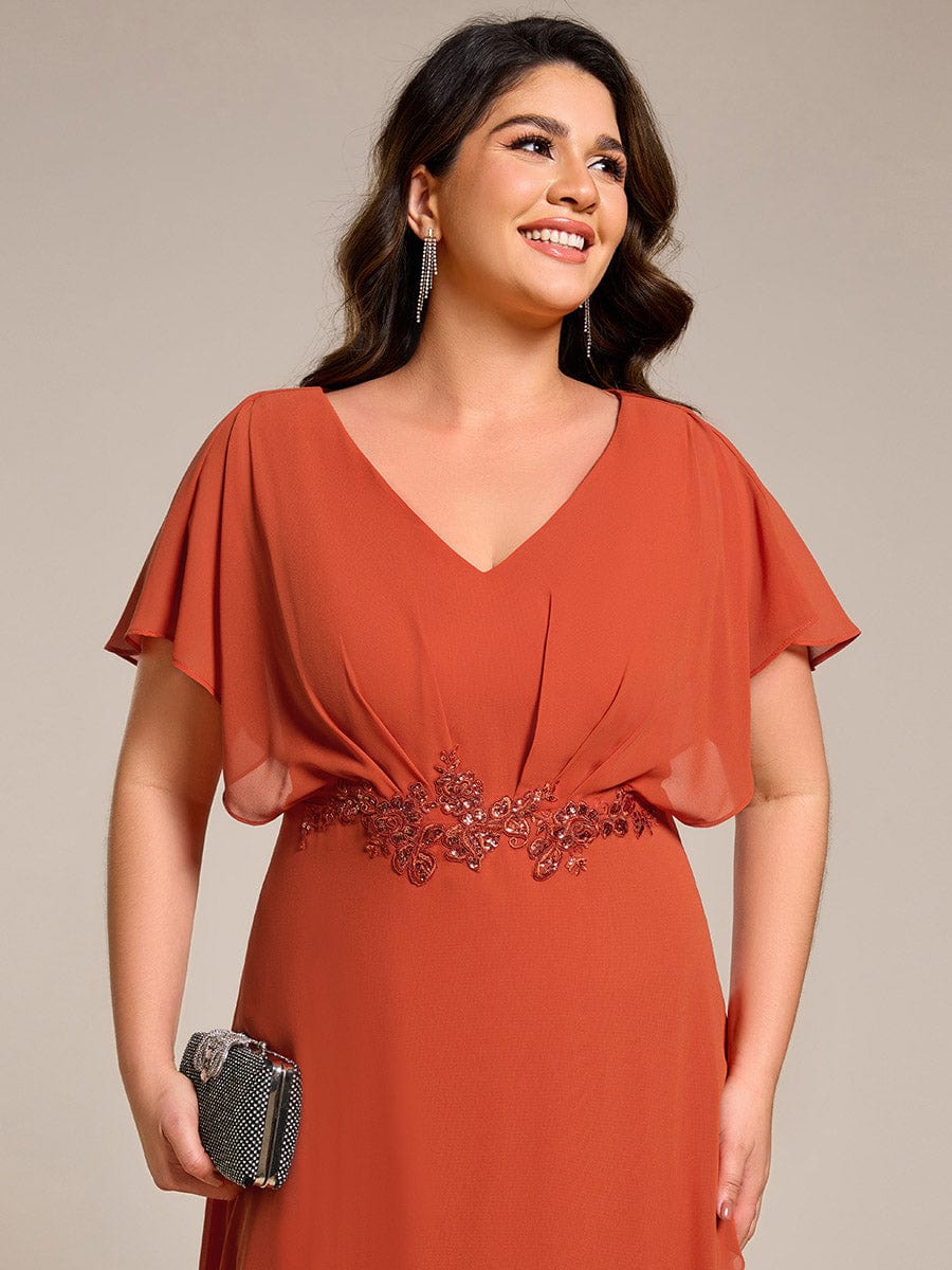 ever LILAS|Waist Applique A-Line Chiffon V-Neck Evening Dress(Final Sale) - Image 16