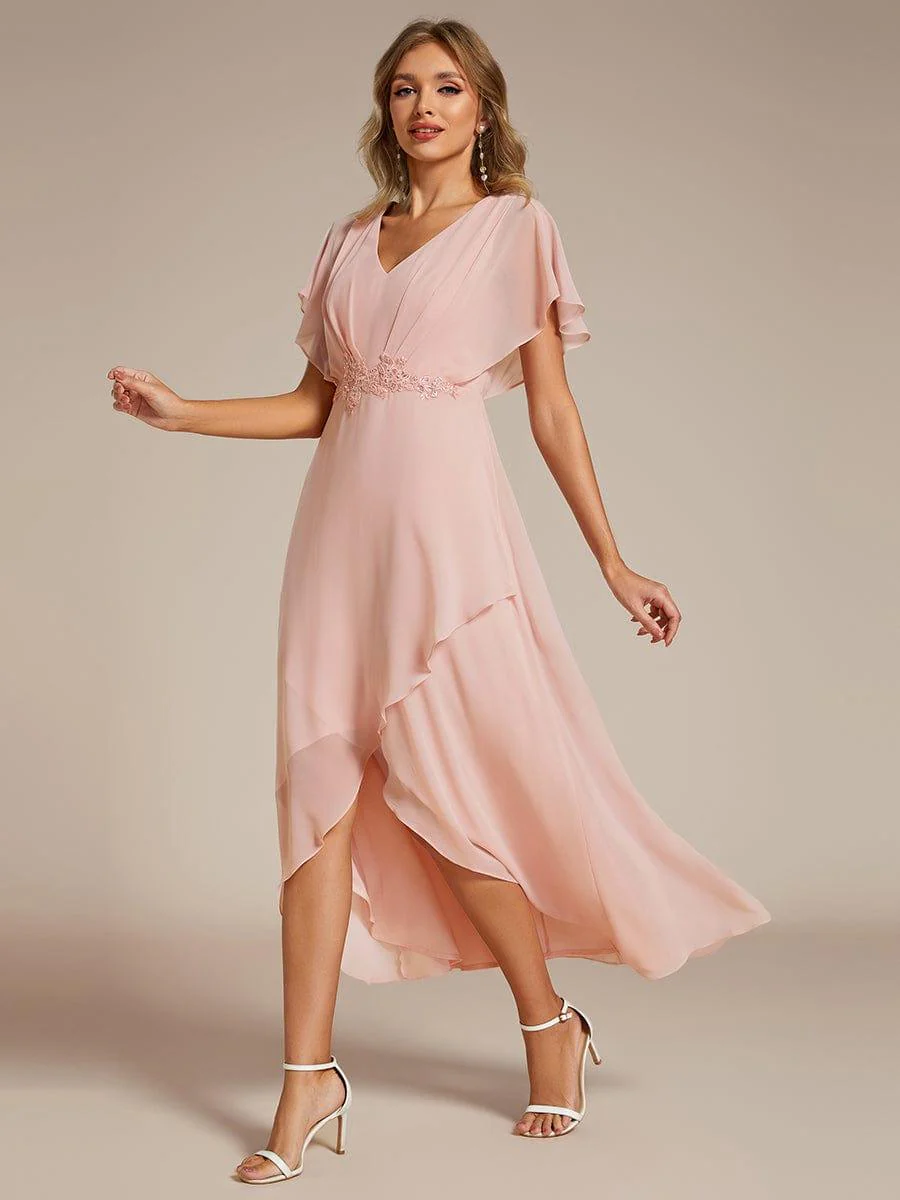 ever LILAS|Waist Applique A-Line Chiffon V-Neck Evening Dress(Final Sale) - Image 4