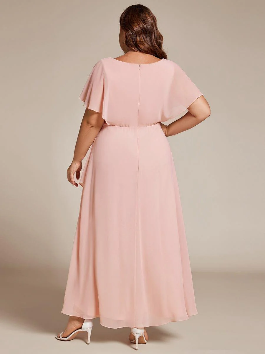 ever LILAS|Waist Applique A-Line Chiffon V-Neck Evening Dress(Final Sale) - Image 7