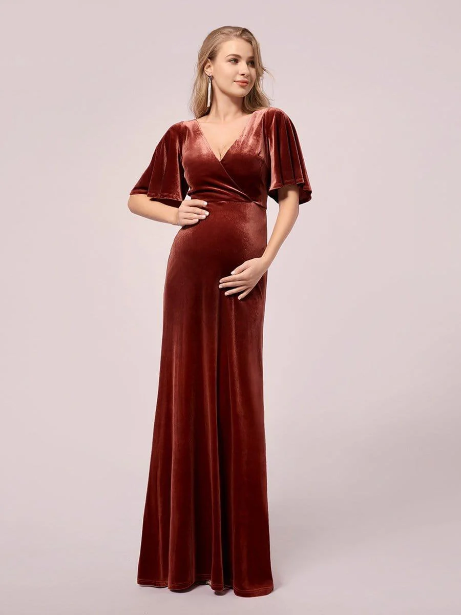 ever REINE|Women Elegant Double V Neck Maternity Dresses
