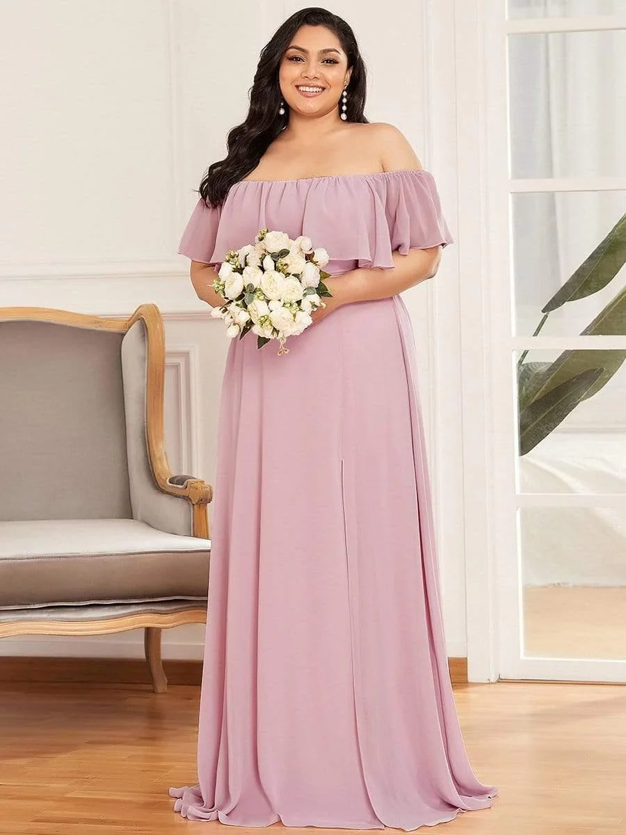 ever ¨¦MILE|Women's Off-The-Shoulder Ruffle Thigh Split Bridesmaid Dresses - Image 103