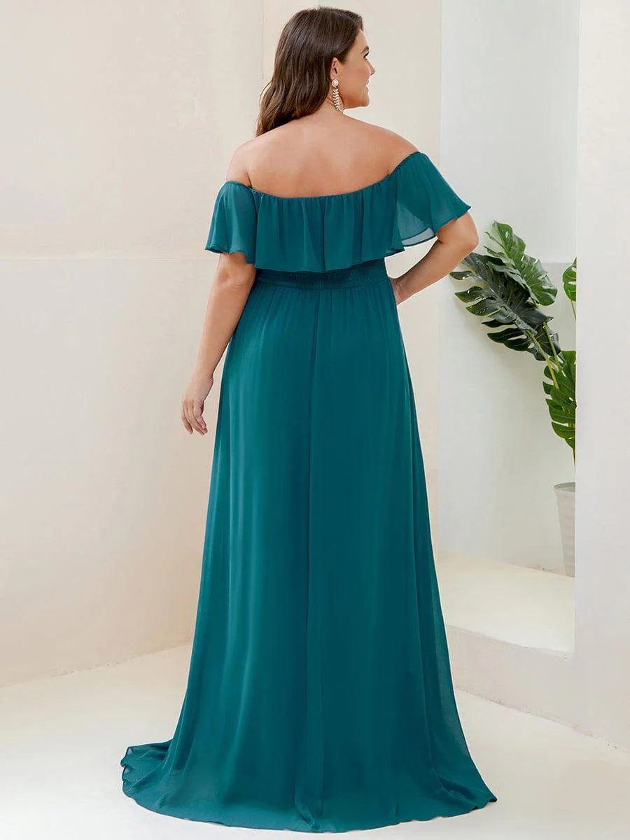 ever ¨¦MILE|Women's Off-The-Shoulder Ruffle Thigh Split Bridesmaid Dresses - Image 118