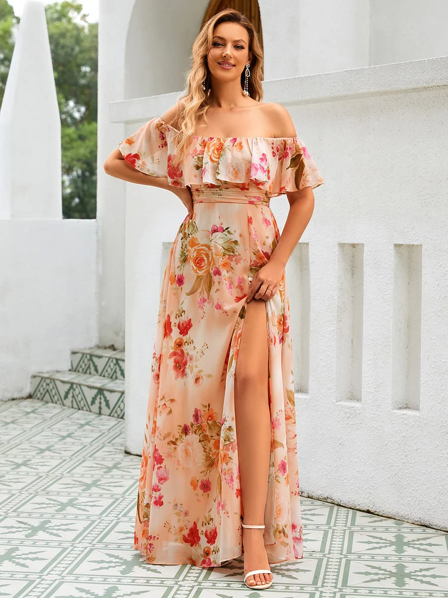 ever ¨¦MILE|Women's Off-The-Shoulder Ruffle Thigh Split Bridesmaid Dresses - Image 185