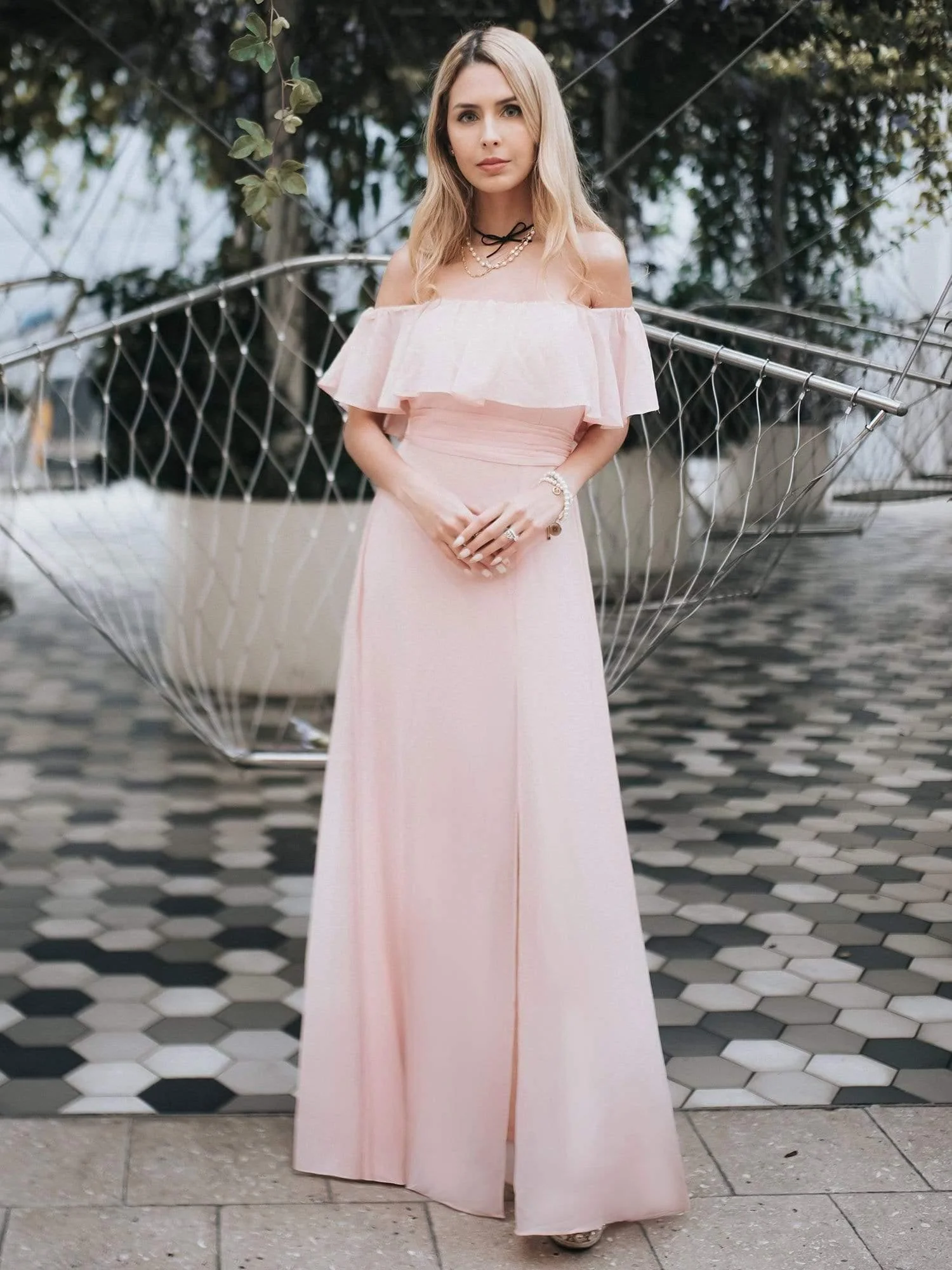 ever ¨¦MILE|Women's Off-The-Shoulder Ruffle Thigh Split Bridesmaid Dresses - Image 22