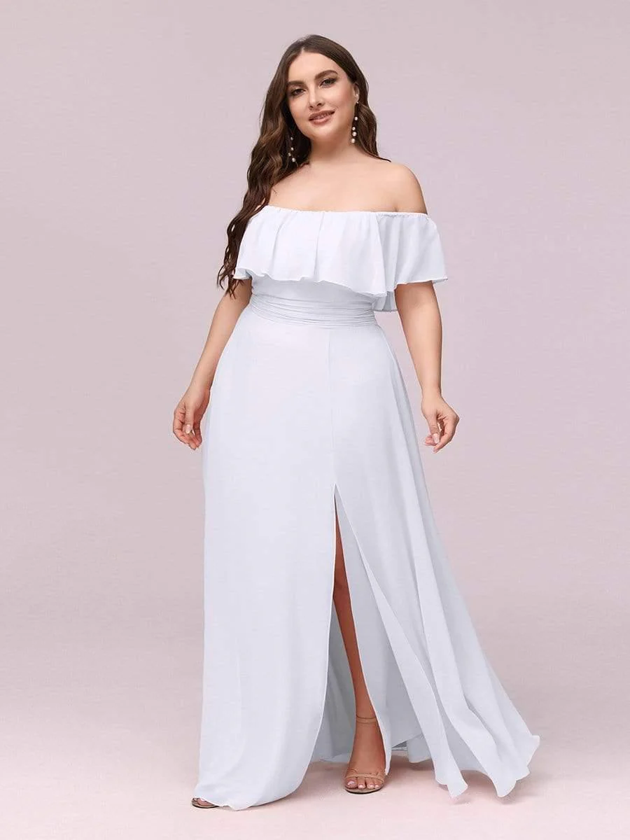 ever ¨¦MILE|Women's Off-The-Shoulder Ruffle Thigh Split Bridesmaid Dresses - Image 32