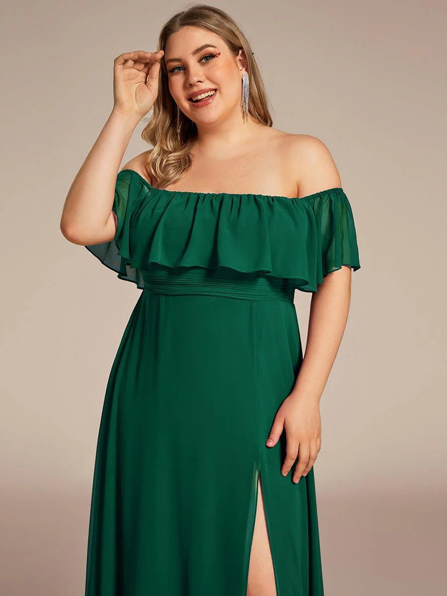 ever ¨¦MILE|Women's Off-The-Shoulder Ruffle Thigh Split Bridesmaid Dresses - Image 97