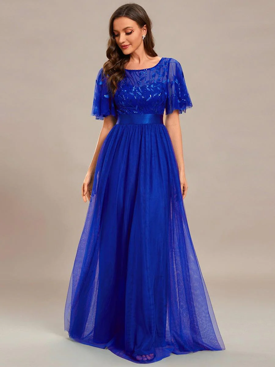 ever SAPHIR|Women's A-Line Short Sleeve Embroidery Floor Length Wedding Guest Dresses - Image 131