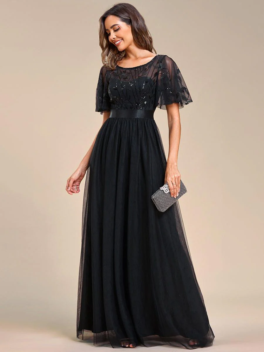ever SAPHIR|Women's A-Line Short Sleeve Embroidery Floor Length Evening Dresses - Image 32