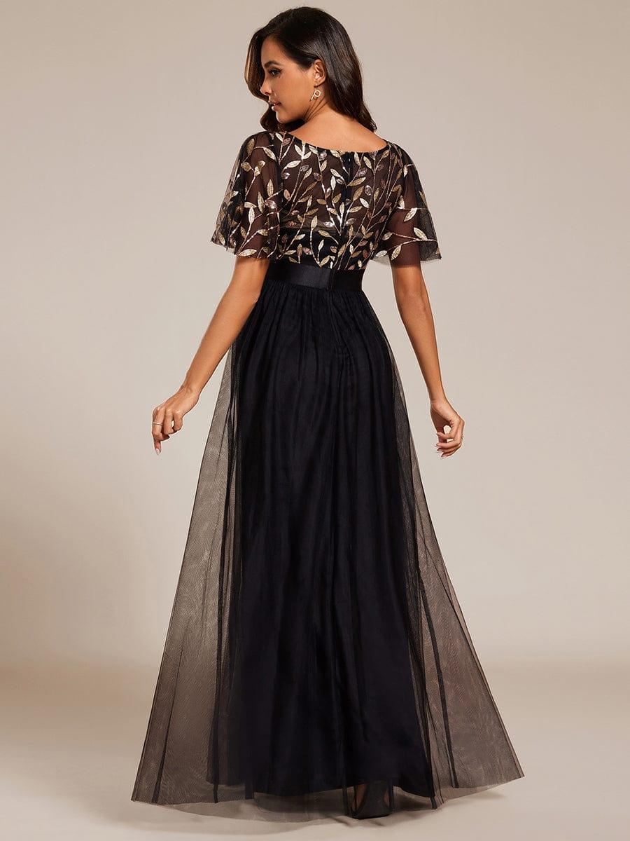 ever SAPHIR|Women's A-Line Short Sleeve Embroidery Floor Length Evening Dresses - Image 5