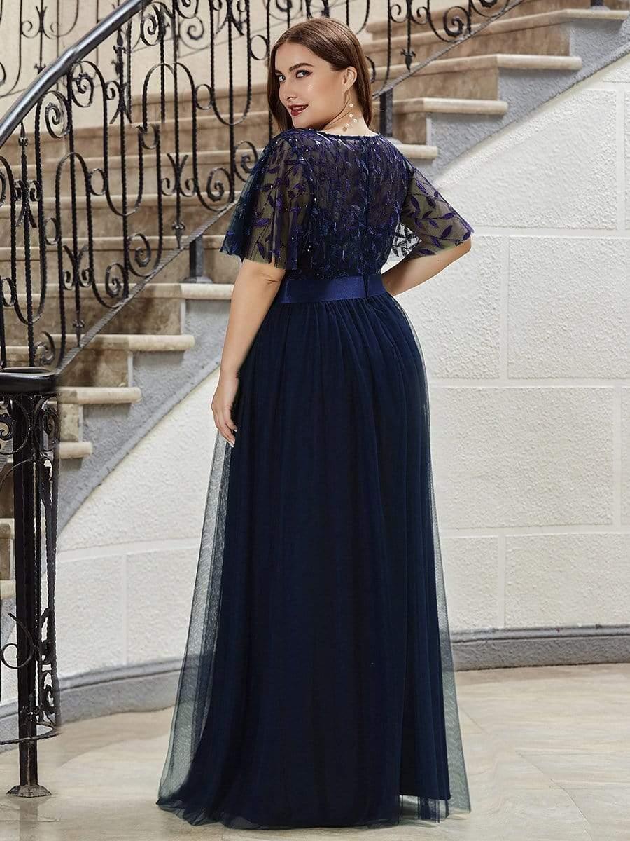 ever SAPHIR|Women's A-Line Short Sleeve Embroidery Floor Length Evening Dresses - Image 70