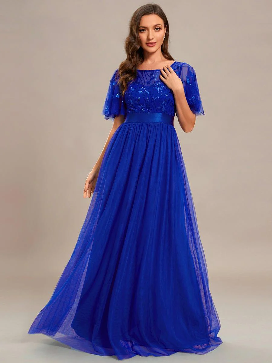 ever SAPHIR|Women's A-Line Short Sleeve Embroidery Floor Length Evening Dresses - Image 87