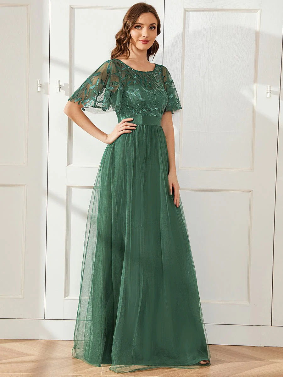 ever SAPHIR|Women's A-Line Short Sleeve Embroidery Floor Length Evening Dresses - Image 92