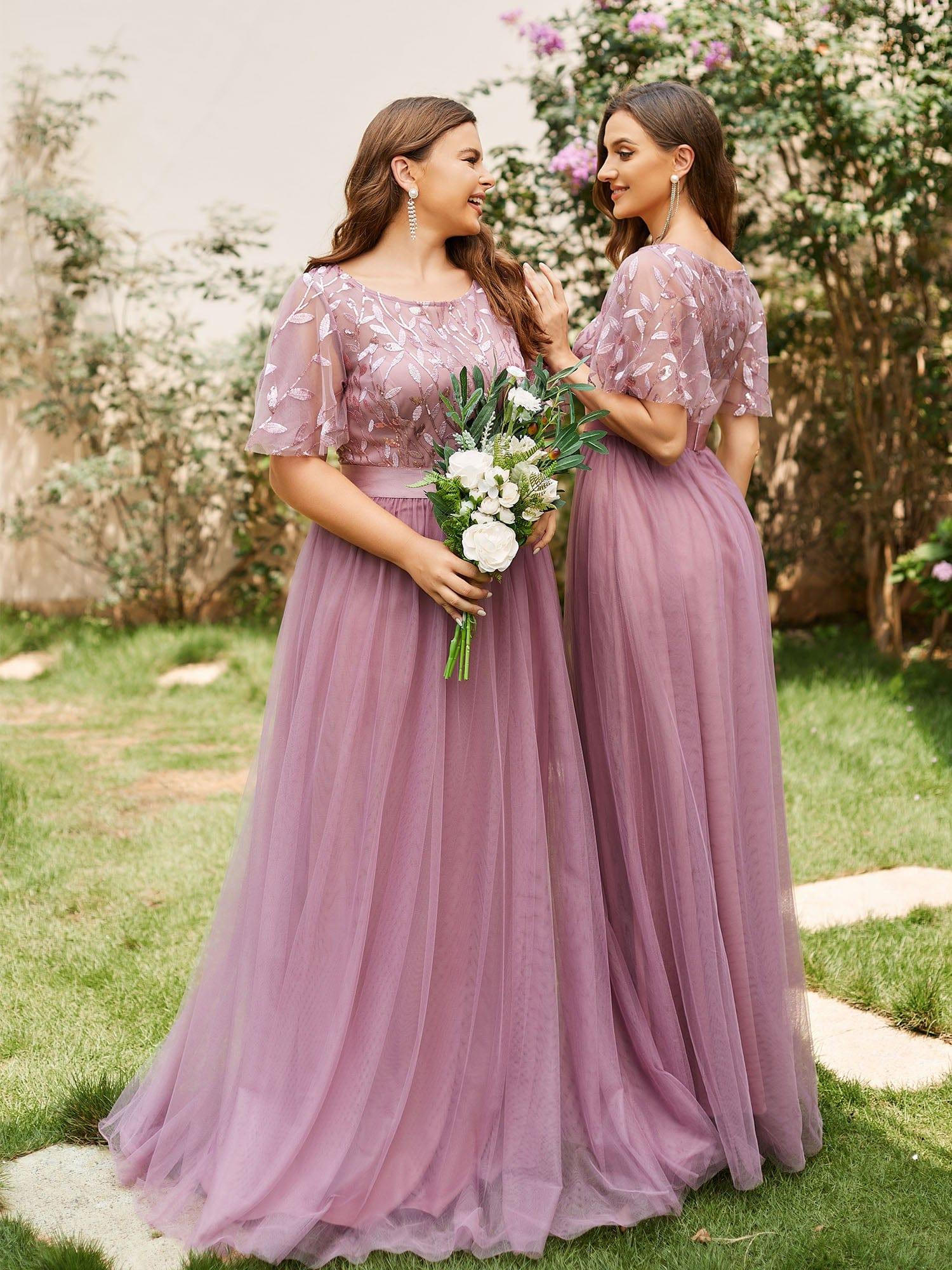 ever SAPHIR|Women's A-Line Short Sleeve Embroidery Floor Length Wedding Guest Dresses - Image 58