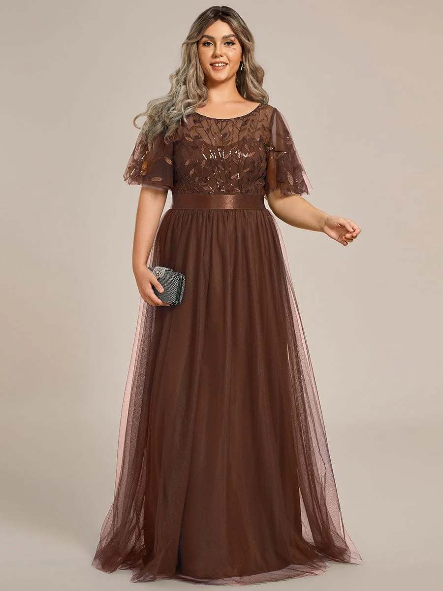 ever SAPHIR|Women's A-Line Short Sleeve Embroidery Floor Length Wedding Dresses - Image 23